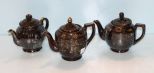 Three Brown Japan Teapots