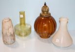 Milk Glass Shade, Two Amber Shades & Clear Shade