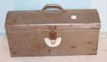 Large Metal Tool Box with Various Tools & Trailer Ball Hitch