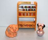 Minnie Mouse Top, Battery Operated Pig & Small Number/Letter Rack
