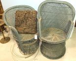 Three Piece Green As Is Wicker Set