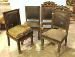 Four As Is Oak Carved Turn of the Century Side Chairs