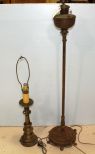 Brass Rusted Floor Lamp & Table Lamp