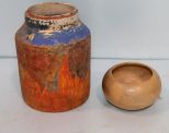 Painted Pottery Jar & Small Pottery Bowl