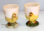 Two Painted Chicken Egg Cups