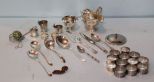 Silverplate Gravy Boat, Napkin Rings & Spoons