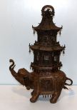Chinese Bronze Elephant Pagoda Censer 