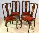 Set of Four Queen Ann Style Walnut Side Chairs
