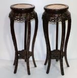 Pair of Mahogany Carved Plant Stands