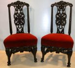 Pair of Heavily Carved Rosewood Side Chairs