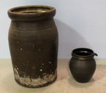 Crock Jug & Small Pottery Jar