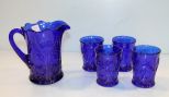 5 Piece Blue Pitcher Set