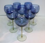 Eight Blue Glass Goblets