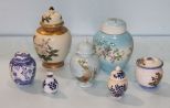 Five Various Size Ginger Jars, Vase & Covered Jar