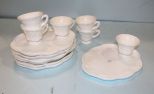 Six Milk Glass Cups & Seven Underplates