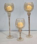 Three Glass Candleholders