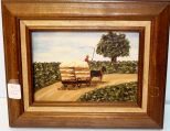 Oil Painting of Man Hauling Cotton Signed Bonnie Butler