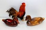 Wood Duck, Feather Rooster & Lacquered Duck