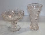 Lead Crystal Vase & Compote