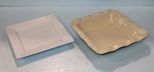 White Square Porcelain Platter & Ivory Square Dish