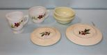 Two McKee Custard Bowls, Milk Glass Sugar/Creamer & Two Lids