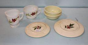 Two McKee Custard Bowls, Milk Glass Sugar/Creamer & Two Lids