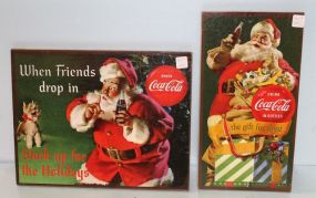 Two Wood Coca-Cola Christmas Signs