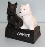 Cast Iron Black and White Scottie Dog