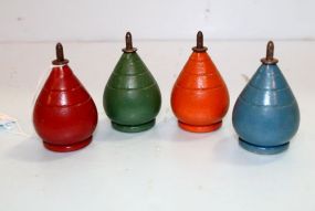 Four Wood Spinning Tops