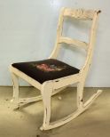 White Painted Sewing Rocker with Needlepoint Seat
