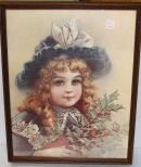 Girl with Holly Print in Frame