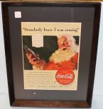 Framed Coke Ad of Santa Clause 