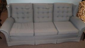 Blue Upholstered Three Cushion Sofa