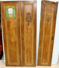 Two Stripped Walnut Armoire Doors