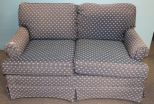 Blue Upholstered Two Cushion Loveseat 