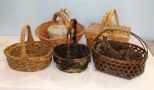 Five Baskets with Handles & Picnic Basket