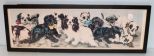 Framed Yard Long Print of Puppies by CL Van Vredenburgh