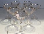 Eight Etched Glass Champagne Glasses