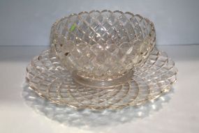 Large Glass Punch Bowl & Under Plate