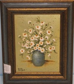 Small Oil Painting of Daisies Signed Olivia Chamblite