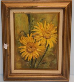 Oil Painting of Sunflowers Signed P. Bracken