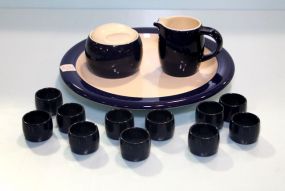 Mikasa Cobalt Sugar/Creamer, Charger & Eleven Napkin Rings