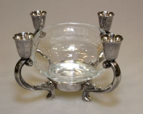 Silverplate Bowl with Four Candlesticks