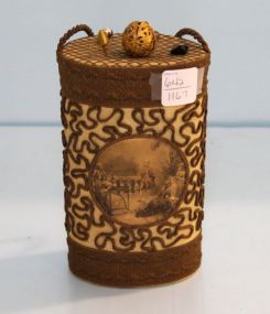 Cylinder Box with Five Vintage Hat Pins