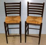 Pair Rush Seat Bar Stools