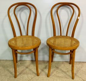 Pair Bentwood Cane Seat Side Chairs