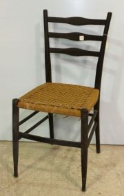 Black Ladder Back Side Chair with Rush Seat