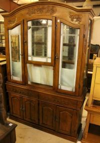 Two Section Oak China Cabinet