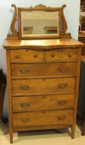 Oak Dresser with Beveled Mirror