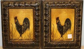 Two Tin Rooster Plaques